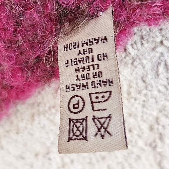 SUNDAYS Poncho Sweater One Size Pink Brown Draped Alpaca Luxury Made Peru - Picture 6 of 11